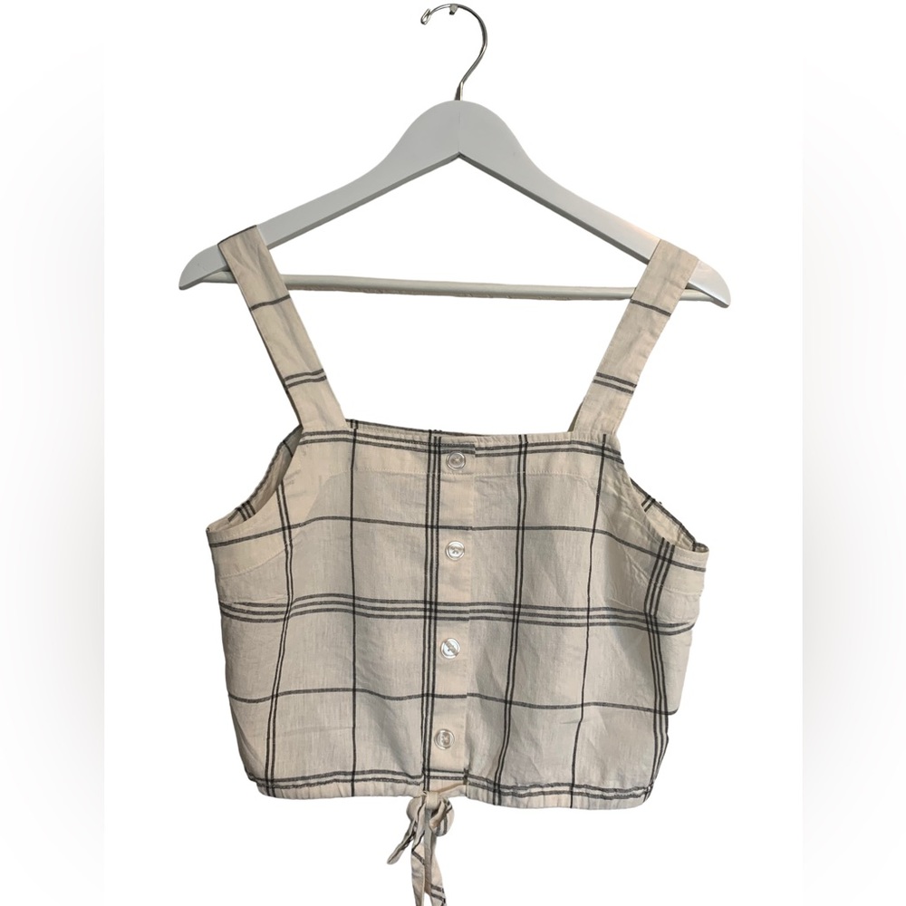 Plaid Linen Crop Top
